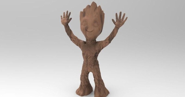 bambino Groot In piedi 2 braccia dav88 3D Modelli arte design sculture baby groot non voglio tutori più radici thingiverse 3d print model - Mito3D