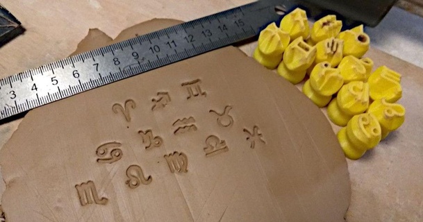 pottery stamps set - zodiac signs strel 3D Models Art & Design Other Designs clay thingiverse 3d print model - Mito3D