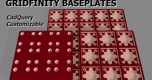 support less ponderato gridfinity BasePlates cadquery personalizzabile ogni giorno 3D Modelli passatempo creatori organizzatori alexandrechappel codice codecad 3d print model - Mito3D