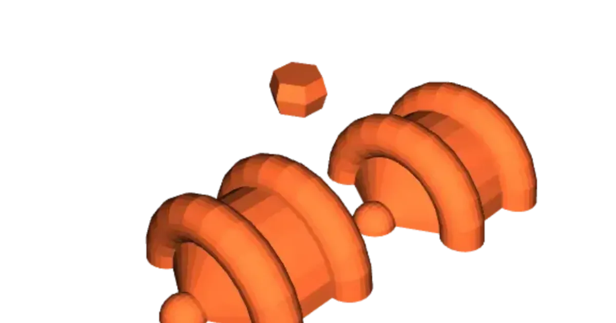 hueco hexa sphericon exasférico elementoel 3D modelos aprendizaje objetos hexasfericón 3D print model - Mito3D