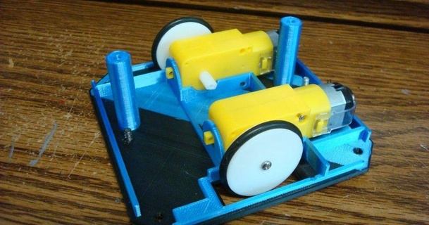 dual dirigir robô base Robothut 3D modelos passatempo fabricantes RC robótica thingiverse 3d print model - Mito3D