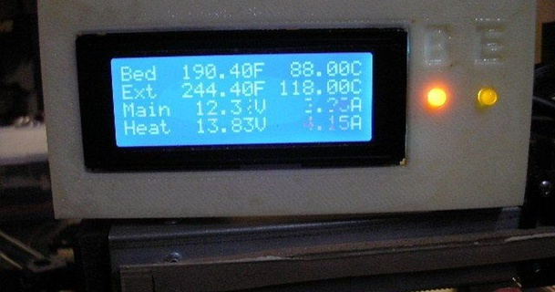 3d Drucker Monitor Volt Temperaturen Ampere 2 Arduino Code Tauchmeisterrechnung 3D Modelle Zubehör 3dprinter Extruder beheiztes Bett 3d print model - Mito3D