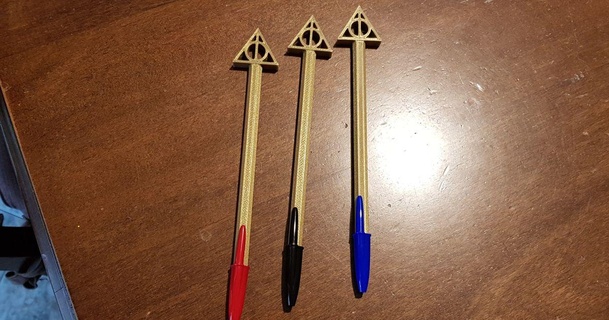 mortal santos caneta penna della morte lele88 3D modelos casa escritório bic bicpen Deathlyhallows harrypotter Hogwarts 3d print model - Mito3D