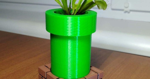 mario pipe flower pot husky 3D Models Household Other House Equipment decor decoration flowerpot flytrap 3d print model - Mito3D
