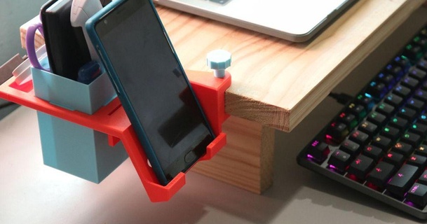 Schreibtisch Veranstalter Seite montieren einfach hong 3D Modelle Haushalt Büro Deskorganizer seitlich angebracht Tischorganisator thingiverse 3d print model - Mito3D