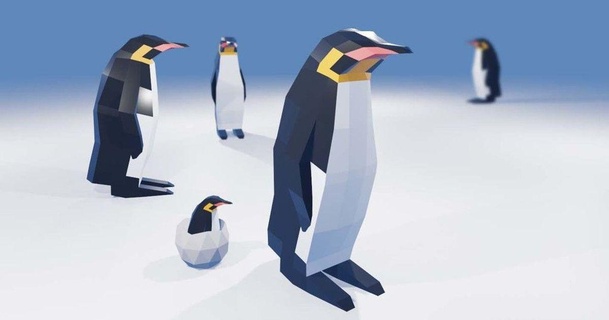 düşük poli penguen safobriyen 3D modeller Sanat tasarım heykeller blender penguenler 3d print model - Mito3D