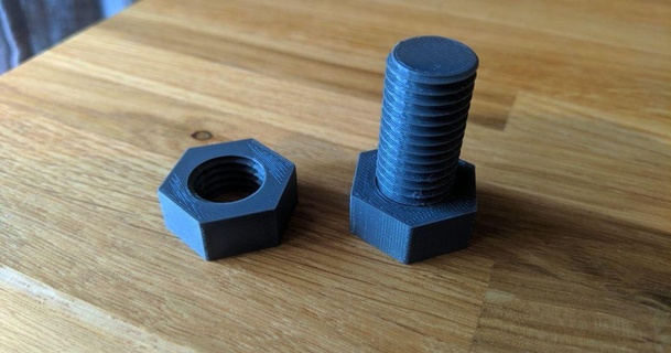 simple nut & bolt - m16 atok 3D Models Hobby Makers Mechanical Parts 3d print model - Mito3D