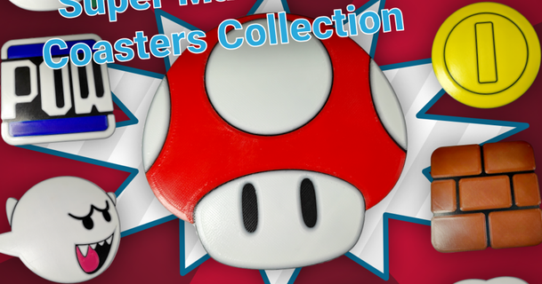 super Mario bros sottobicchieri collezione katarn 3D Modelli domestico Casa attrezzature 1up bloccare boo mattone catenaccio 3d print model - Mito3D
