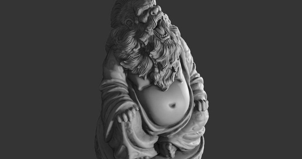 yelling bearded buddha savagerodent 3D Models Art & Design Sculptures dwarf thingiverse 3d print model - Mito3D