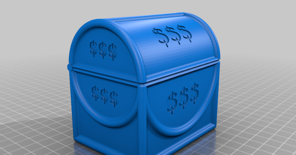 print-in-place money chest jorg 3D Models Household Other House Equipment hinge treasurechest thingiverse 3d print model - Mito3D