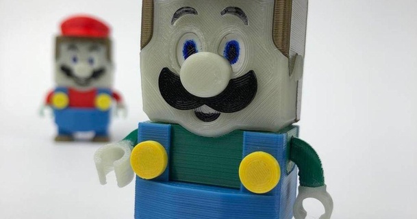 Lego luigi estilo súper mario completar conjunto soarpix 3D modelos juguetes juegos aire libre totalmente imprimible legomario Mario Luigi 3d print model - Mito3D