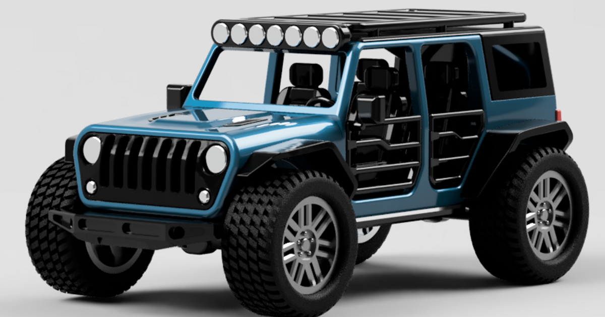 4 door Jeep Wrangler abnehmbar Hardtop schweben 3D Modelle Spielzeuge Spiele Fahrzeuge Wagen Modell Modellauto 3D print model - Mito3D