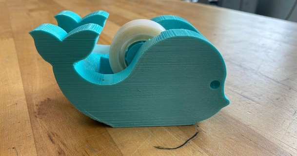 whale themed tape dispenser conor grew 3D Models Gadgets Other animal cute ocean office sealife 3d print model - Mito3D