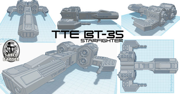 tte bt 35 yıldız savaşçısı sablebadger 3D modeller oyuncaklar oyunlar uzay gemisi mezar masaüstü parsec 3d print model - Mito3D