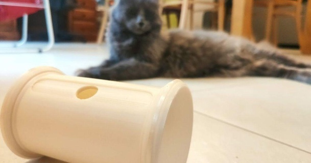 customizable rolling pet food dispenser masure 3D Models Household Pets cat feeder pipolino thingiverse 3d print model - Mito3D