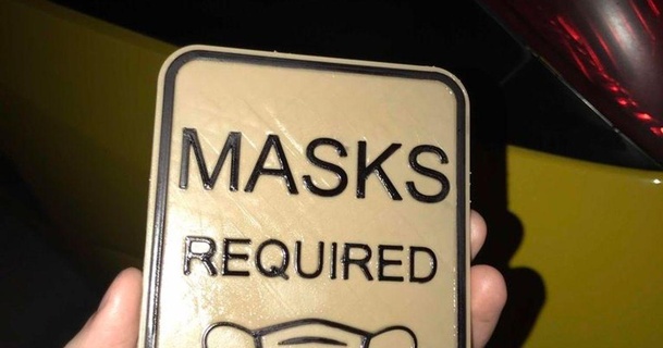 mask required sign ah9illator 3D Models Art & Design 2D Plates Logos thingiverse masks facemask 3d print model - Mito3D