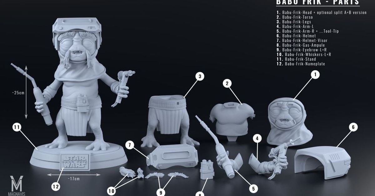 babu frik - star wars rise skywalker magnavis 3D Models Toys & Games Action Figures Statues thingiverse 3D print model - Mito3D