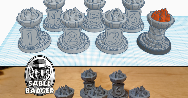 objective markers - brazier columns sablebadger 3D Models Toys & Games Other dnd dungeonsanddragons tabletoprpg objectivemarker 3d print model - Mito3D