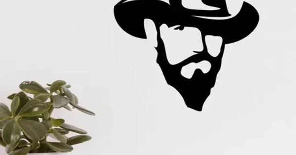 person hat beard xchgre 3D Models Art & Design 2D Plates Logos head retro bread cowboy 3d print model - Mito3D