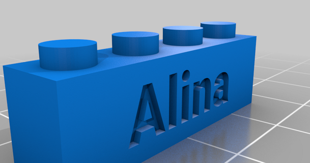 alina lego compatible text bricks stevvie 3D Models Art & Design 2D Plates Logos thingiverse customized 3d print model - Mito3D