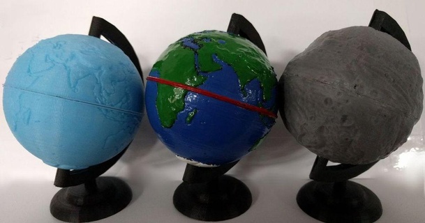 globi terra + vesta Affamato Joe 3D Modelli apprendimento fisica astronomia topografia carta geografica thingiverse mappa in rilievo 3d print model - Mito3D