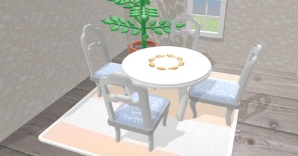 dorado roble hoja mesa sillas enely descargar gratis stl modelo imprimiblescom 3d modelos juguetes juegos silla comida casa muñecas mueble niños 3d print model - Mito3D
