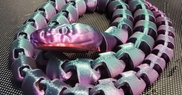 articulado serpiente v8 grande cabeza recargar técnico 3D modelos mundo escaneos animales flexible flexi flexionar 3d print model - Mito3D