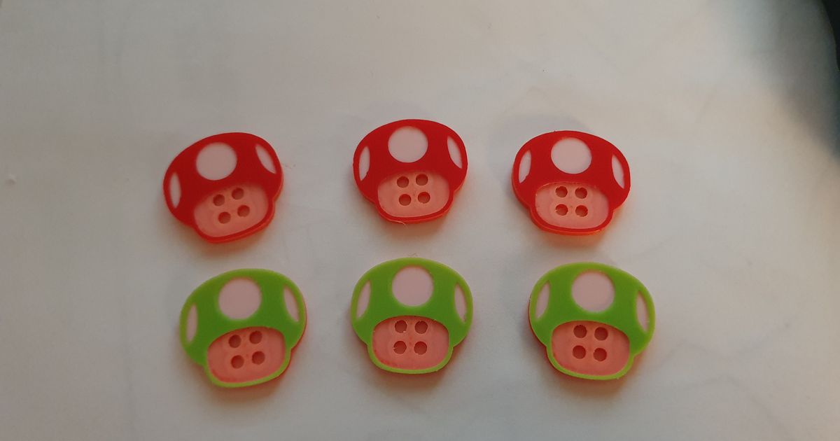 súper mario seta botón wittmarch 3D modelos Moda accesorios Super Mario oneup 3D print model - Mito3D