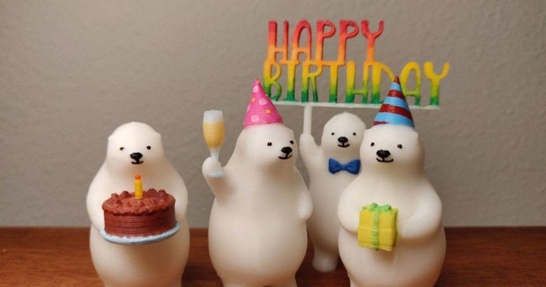Kumaty kutup ayı mutlu doğum günü paketlemek takman29 3D modeller dünya taramalar hayvanlar Parti kek şeytani 3d print model - Mito3D