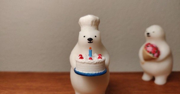 Kumaty polar Urso chefe pastelaria takman29 3D modelos mundo varreduras animais festa aniversário bolo thingiverse celebração 3d print model - Mito3D