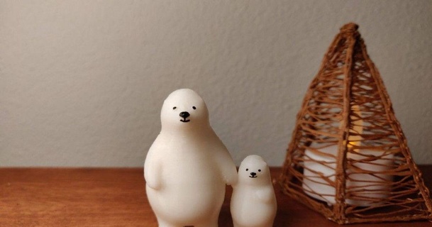 kumaty polar bear cub takman29 3D Models World & Scans Animals cute winter thingiverse polarbear bearcub 3d print model - Mito3D