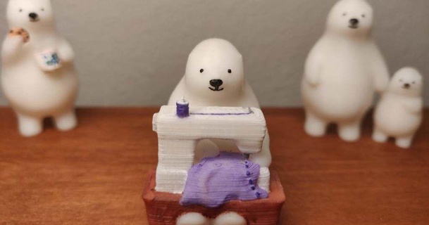 kumaty polar bear sewing machine takman29 3D Models World & Scans Animals cute sewingmachine thingiverse 3d print model - Mito3D