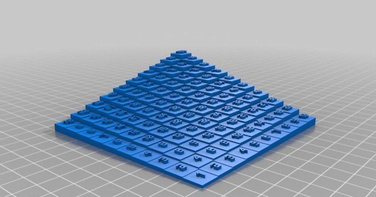 10x10 moltiplicazione tavolo laird popkin 3D Modelli apprendimento matematica thingiverse personalizzato 3D print model - Mito3D