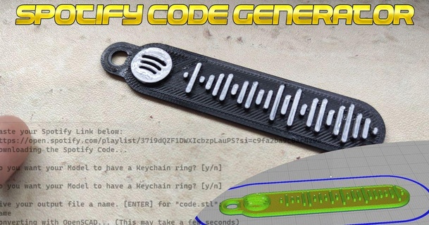 spotify code Générateur voltex 3D modèles gadgets l'audio personnalisateur opencadcustomizer spotifycode porte clés Spotify 3d print model - Mito3D