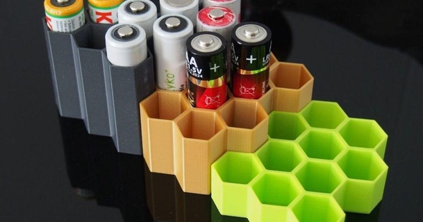 ultimate honeycomb aa battery organizer loosiu 3D Models Household Office thingiverse batteryholder aabattery aabatteryholder batterybox 3d print model - Mito3D