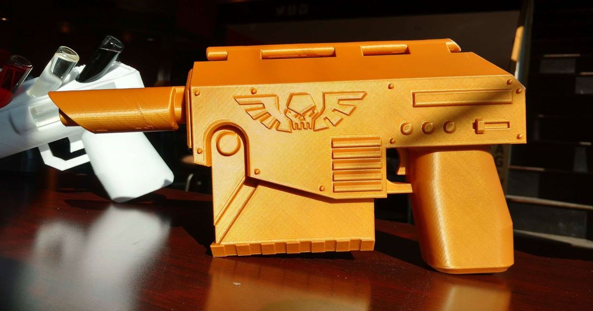 martelo guerra 40k las pistola lança Greene baixar livre stl modelo printablescom 3d modelos fantasias acessórios adereços blaster arma fogo governo Império 3D print model - Mito3D