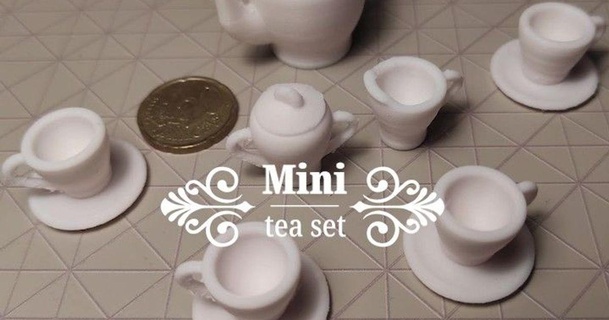 Mini Tee einstellen verärgern 3D Modelle Spielzeuge Spiele Puppenhaus thingiverse Teekanne Teetasse 3d print model - Mito3D