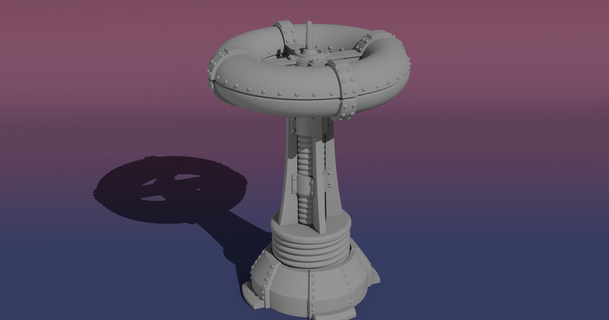 Steampunk Tesla bobina torre miniatura mecatronista 3D modelos tampo mesa miniaturas personagens monstros estrutura mini terreno jogos vapor 3d print model - Mito3D