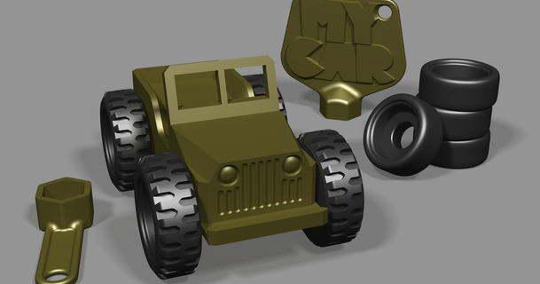 pequeno Cova Pare jipe willys rorys3d 3D modelos brinquedos jogos veículos brinquedo rodas 1 3d print model - Mito3D