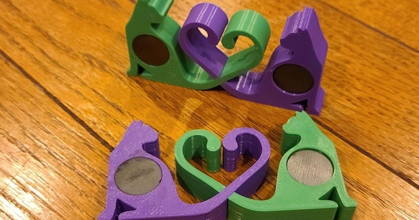 magnético gato amor fabricante 3D modelos Arte diseño diseños 3d print model - Mito3D