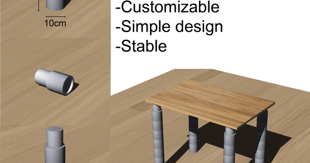Tabelle Bein plug System Malta rwth 3D Modelle Haushalt Zuhause Haus Dekor Schreibtisch modular einfach Tisch 3d print model - Mito3D