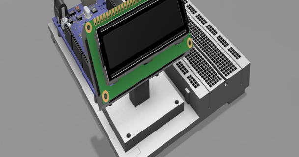 1602 lcd tela suporte Stougaard impressão 3D modelos passatempo fabricantes eletrônicos arduino thingiverse 1602lcd 1602minicontroller 3d print model - Mito3D