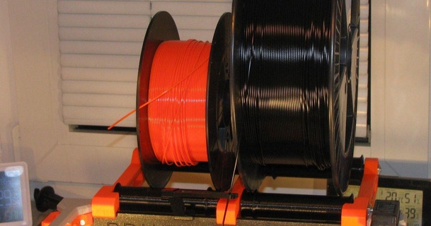 prusa doppel filament spulenhalter double spool holder j rgen b 3D Models Printers Prusa Parts & Upgrades spoolholder mk3s roller 3d print model - Mito3D