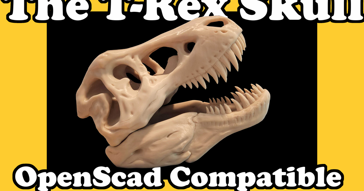 t-rex skull openscad compatible iqless 3D Models Learning Other Objects for dinosaur 3D print model - Mito3D