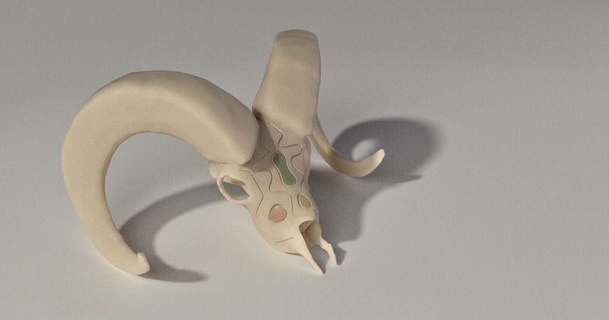ornate mountain sheep ram skull steedmaker 3D Models Art & Design Sculptures animal 3d print model - Mito3D