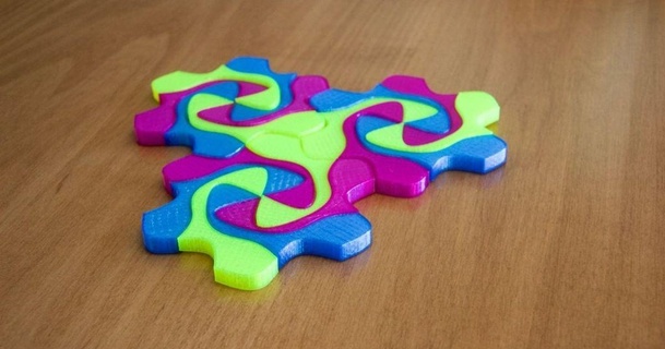 tessellation escher project steedmaker 3D Models Learning Math tile puzzle design steam coaster 3d print model - Mito3D