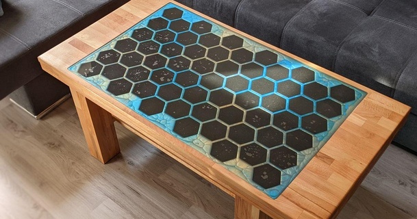 hexagon led coffee table mazls92 3D Models Household Living Room desk epoxy ws2812b 3d print model - Mito3D