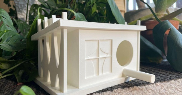 mid century moderno birdhouse davvero spiacente 3D Modelli domestico all'aperto giardino giocattolo uccello design regalo 3d print model - Mito3D