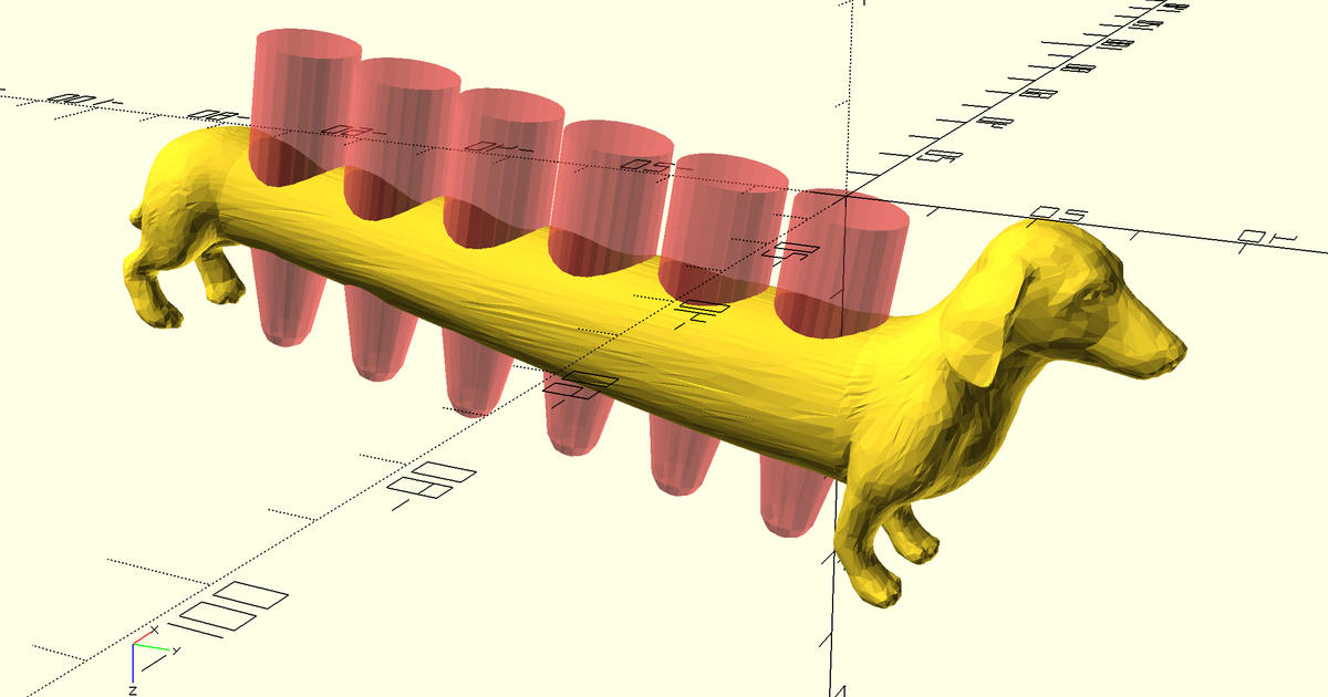 Dackel Tube Halter Unterstützung gereinigt Gringer 3D Modelle Lernen Chemie Biologie Hund Zentrifuge 3D print model - Mito3D