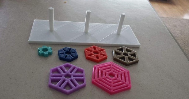 kule Hanoi kraliçe kumaş 3D modeller oyuncaklar oyunlar oyuncak bulmaca oyun 3d print model - Mito3D